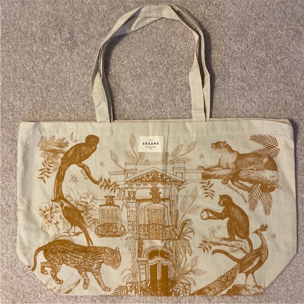 NEW Sezane animal canvas tote.
